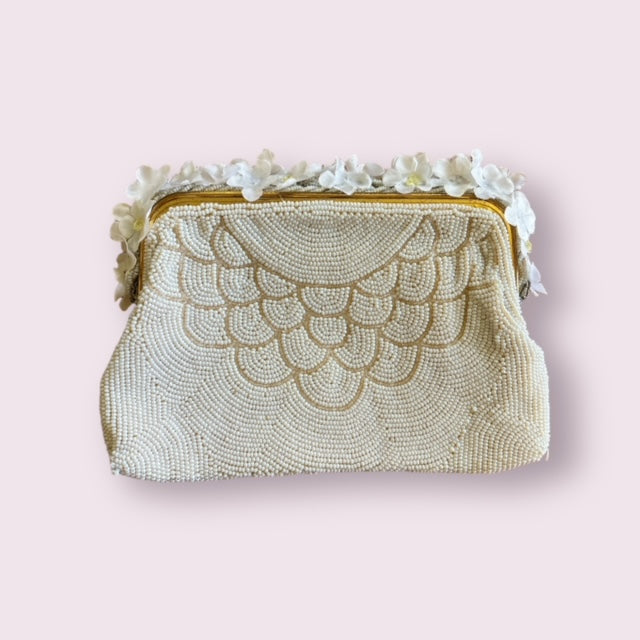 Redesigned Vintage Ivory Beaded Bridal Purse