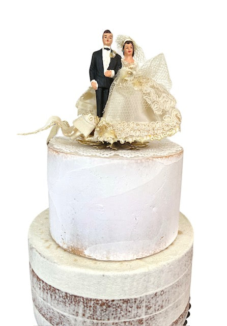 Golden Bride and Groom Vintage Wedding Cake Topper