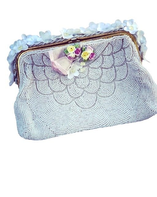 Redesigned Vintage Ivory Beaded Bridal Purse