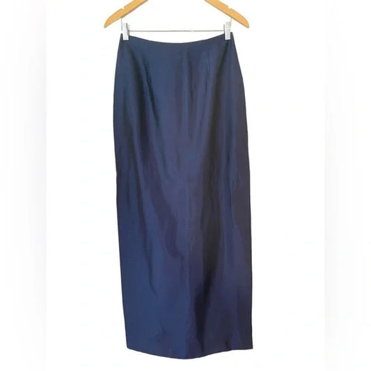 SCOTT MCCLINTOCK Vintage Formal Maxi Skirt Taffeta Navy Blue Size 8